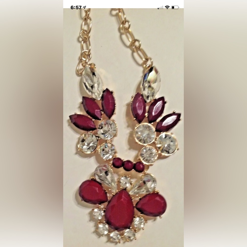 One Wink Necklace Crystal Rhinestones Brown Stones Gold Plated